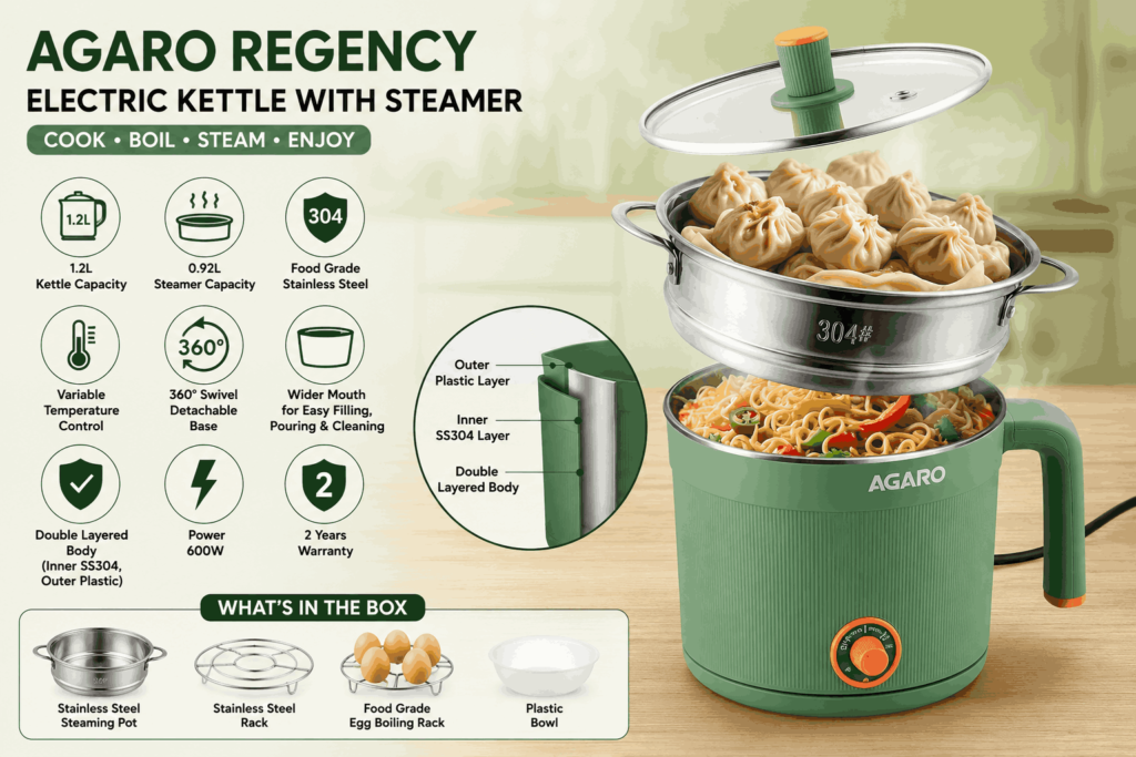 AGARO Regency Multipurpose Kettle with Steamer Review